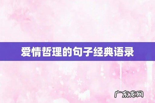 爱情哲理的句子经典语录