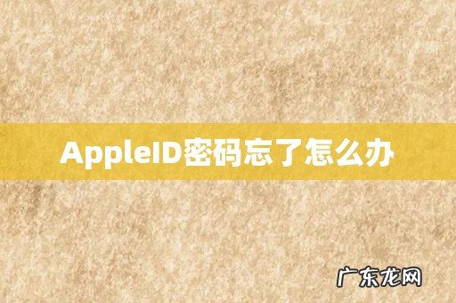 AppleID密码忘了怎么办