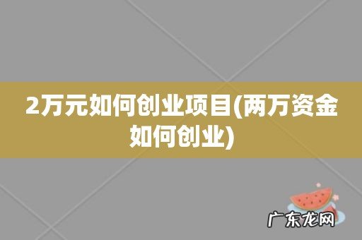 两万资金如何创业 2万元如何创业项目