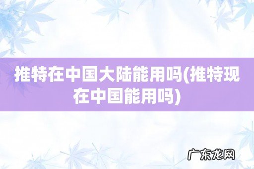推特现在中国能用吗 推特在中国大陆能用吗