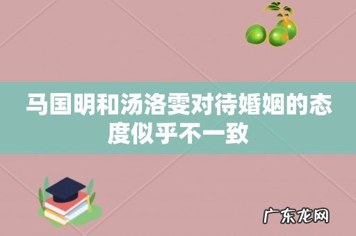 马国明和汤洛雯对待婚姻的态度似乎不一致
