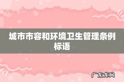 城市市容和环境卫生管理条例标语