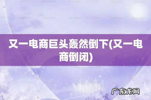 又一电商倒闭 又一电商巨头轰然倒下