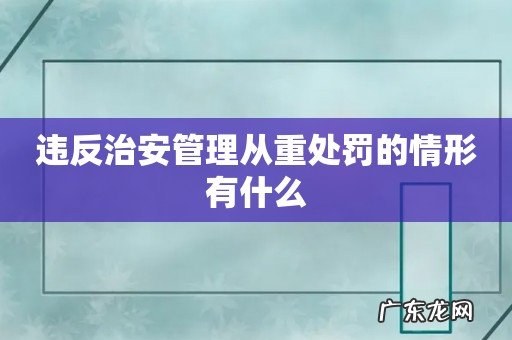 违反治安管理从重处罚的情形有什么