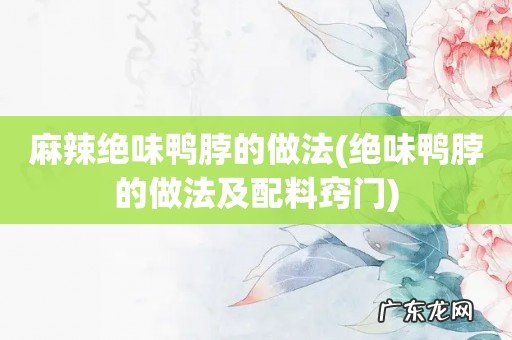 绝味鸭脖的做法及配料窍门 麻辣绝味鸭脖的做法