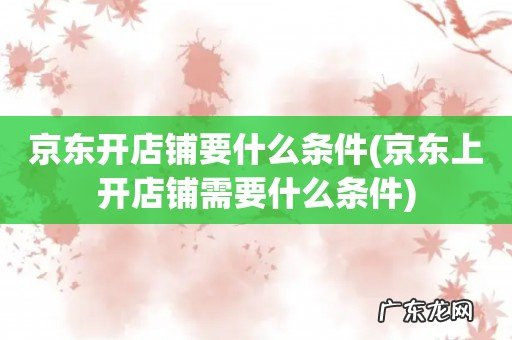 京东上开店铺需要什么条件 京东开店铺要什么条件