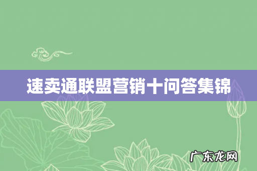 速卖通联盟营销十问答集锦