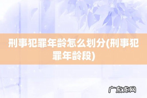 刑事犯罪年龄段 刑事犯罪年龄怎么划分
