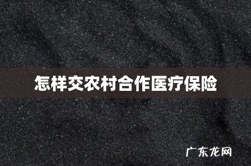 怎样交农村合作医疗保险