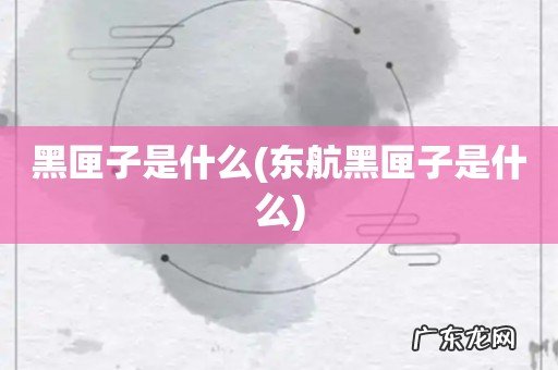 东航黑匣子是什么 黑匣子是什么