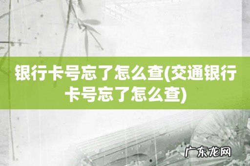 交通银行卡号忘了怎么查 银行卡号忘了怎么查