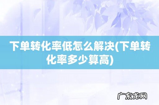 下单转化率多少算高 下单转化率低怎么解决