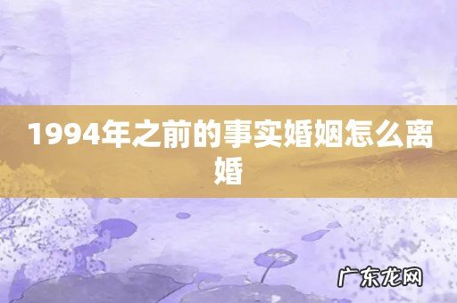 1994年之前的事实婚姻怎么离婚