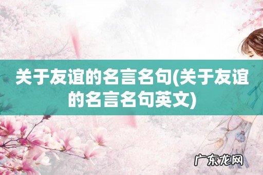 关于友谊的名言名句英文 关于友谊的名言名句