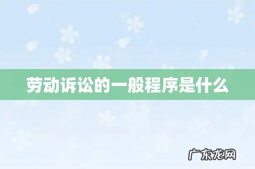 劳动诉讼的一般程序是什么