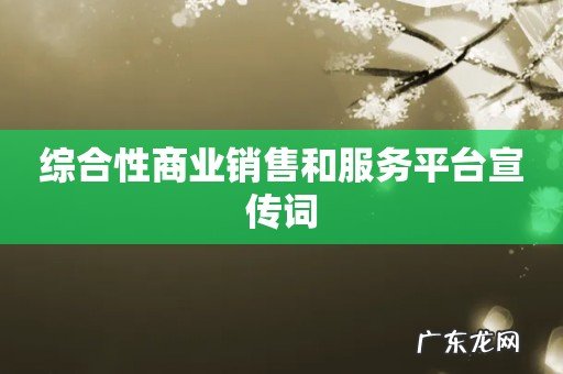 综合性商业销售和服务平台宣传词