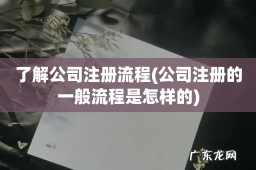 公司注册的一般流程是怎样的 了解公司注册流程