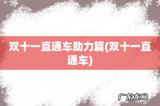 双十一直通车 双十一直通车助力篇