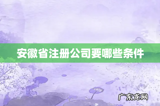 安徽省注册公司要哪些条件