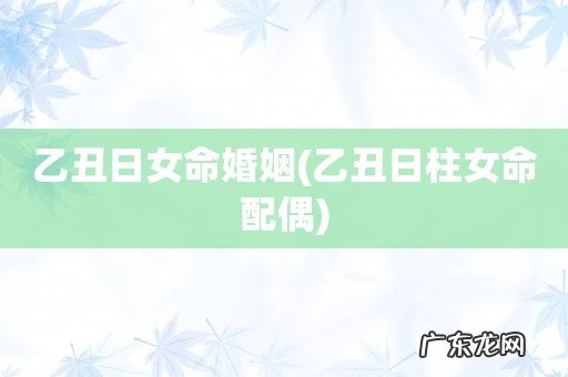 乙丑日柱女命配偶 乙丑日女命婚姻
