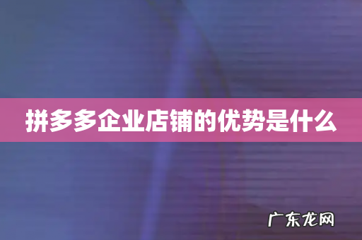 拼多多企业店铺的优势是什么