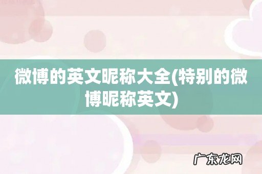 特别的微博昵称英文 微博的英文昵称大全