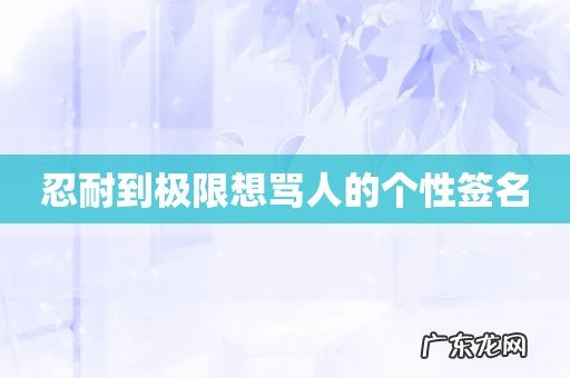 忍耐到极限想骂人的个性签名