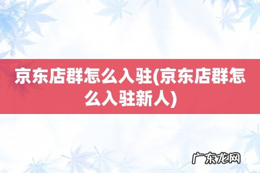 京东店群怎么入驻新人 京东店群怎么入驻