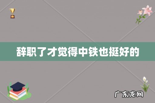 辞职了才觉得中铁也挺好的