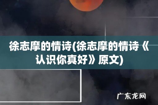 徐志摩的情诗《认识你真好》原文 徐志摩的情诗