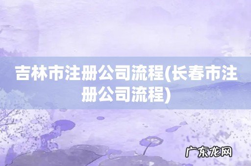 长春市注册公司流程 吉林市注册公司流程
