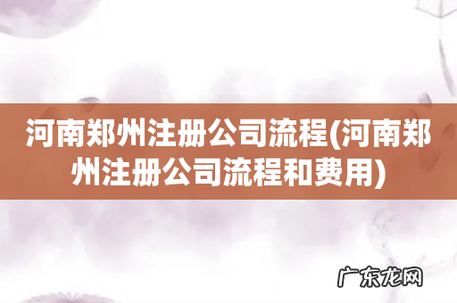 河南郑州注册公司流程和费用 河南郑州注册公司流程