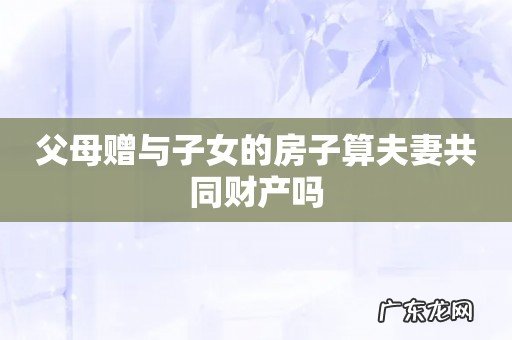 父母赠与子女的房子算夫妻共同财产吗