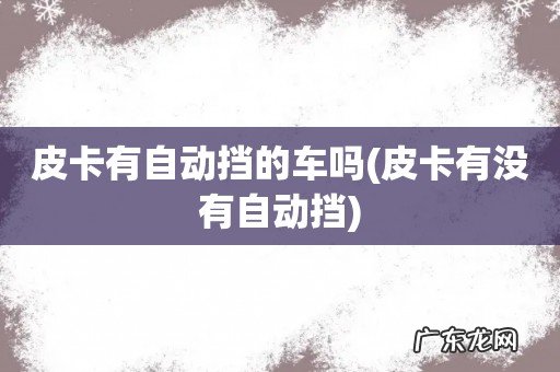 皮卡有没有自动挡 皮卡有自动挡的车吗