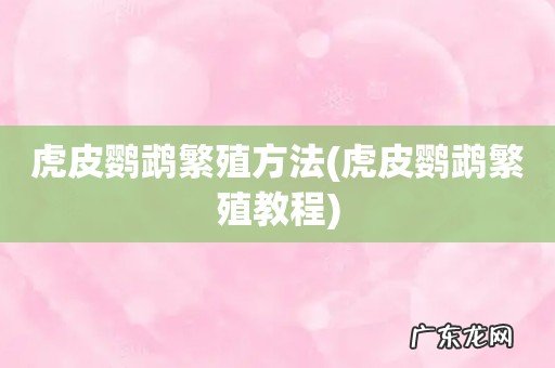虎皮鹦鹉繁殖教程 虎皮鹦鹉繁殖方法