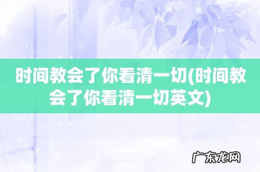 时间教会了你看清一切英文 时间教会了你看清一切