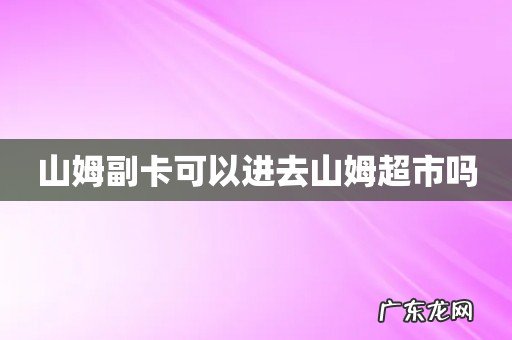 山姆副卡可以进去山姆超市吗