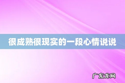很成熟很现实的一段心情说说