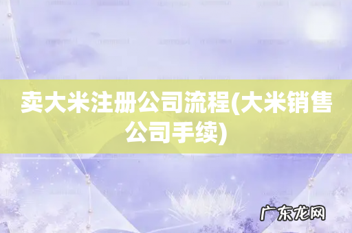 大米销售公司手续 卖大米注册公司流程