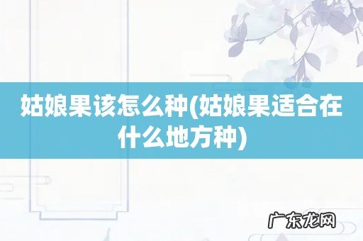 姑娘果适合在什么地方种 姑娘果该怎么种