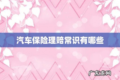 汽车保险理赔常识有哪些