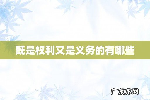 既是权利又是义务的有哪些