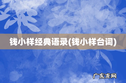 钱小样台词 钱小样经典语录