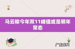 马云称今年双11峰值或是明年常态