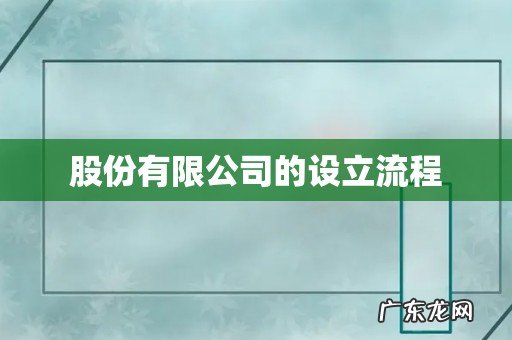 股份有限公司的设立流程