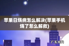 苹果手机烧了怎么解救 苹果日烧病怎么解决