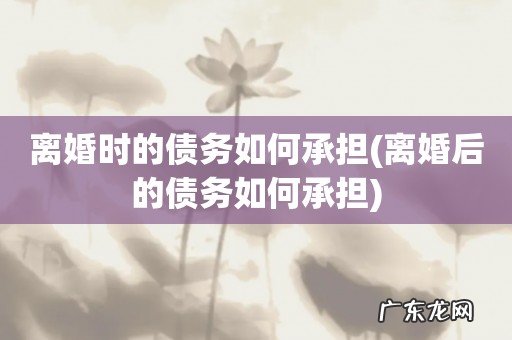 离婚后的债务如何承担 离婚时的债务如何承担