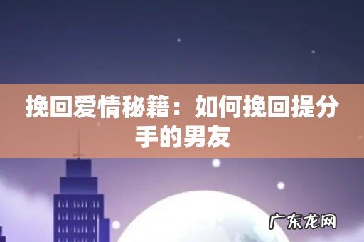 挽回爱情秘籍:如何挽回提分手的男友