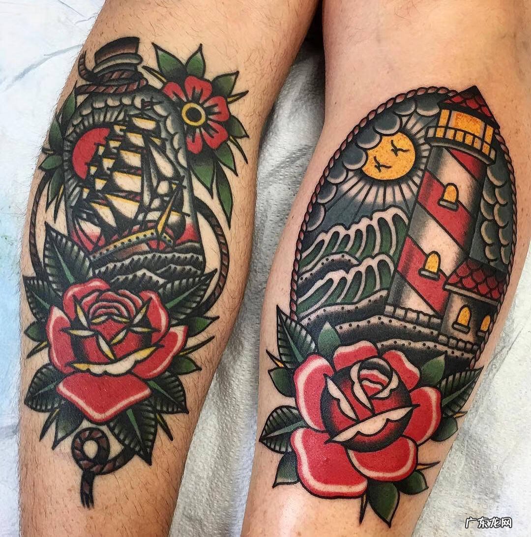 帆船纹身手稿图 海浪帆船纹身