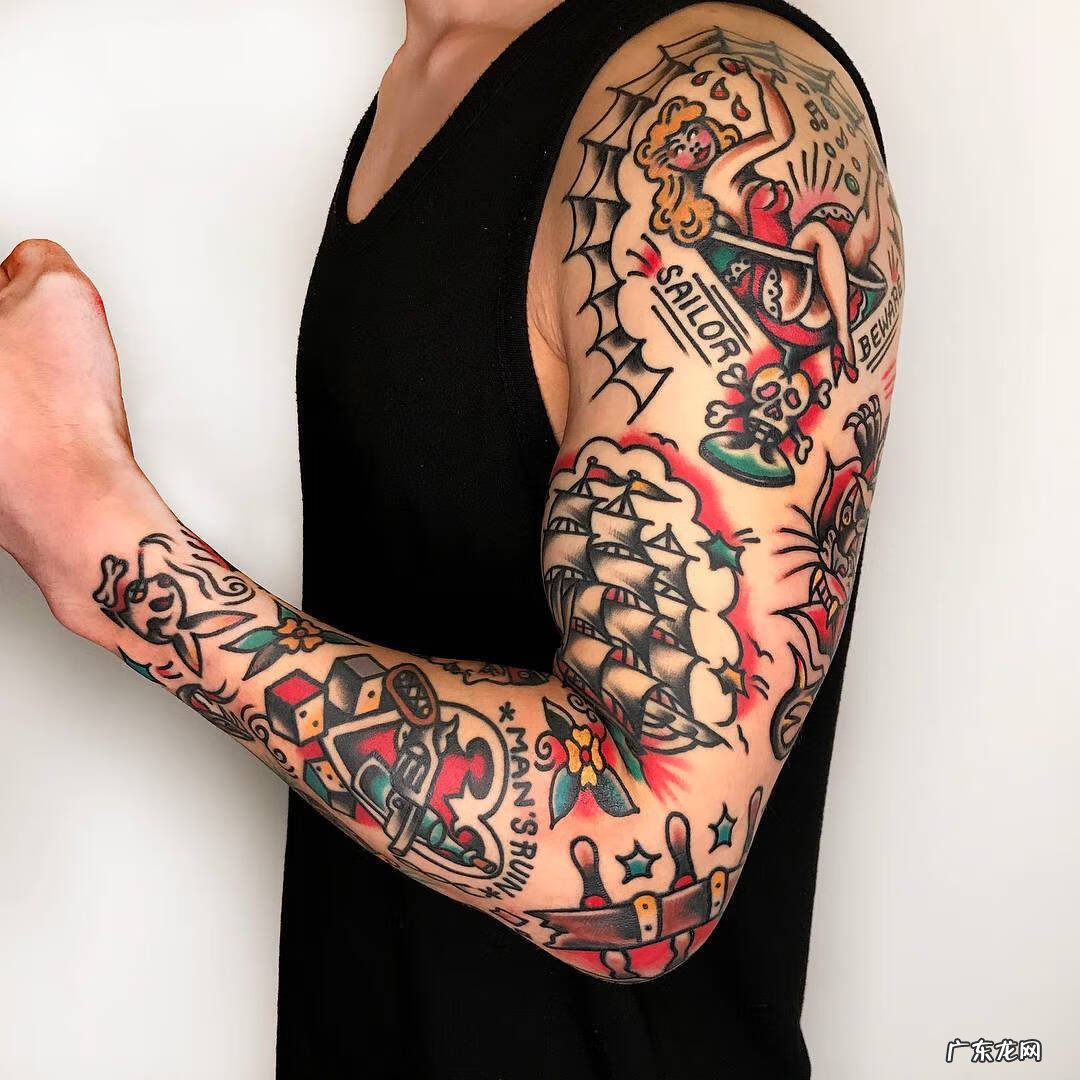 帆船纹身手稿图 海浪帆船纹身